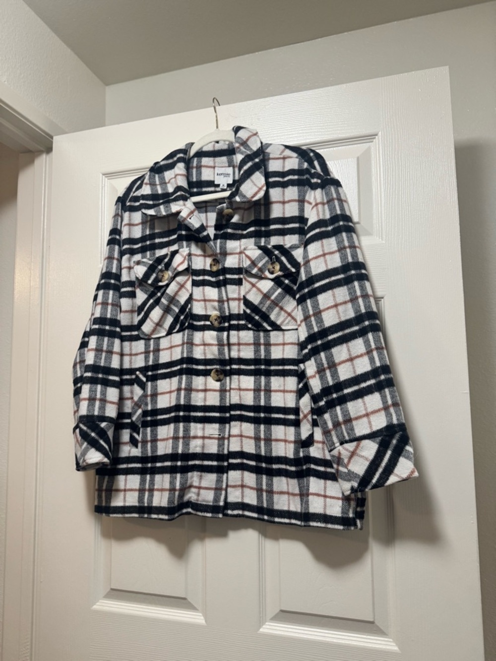 Kensie Flannel Plaid Shacket - Picture 2 of 9